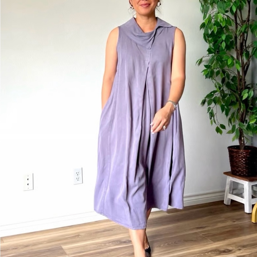 Luukaa lilac lagenlook cowl neck tencel dress